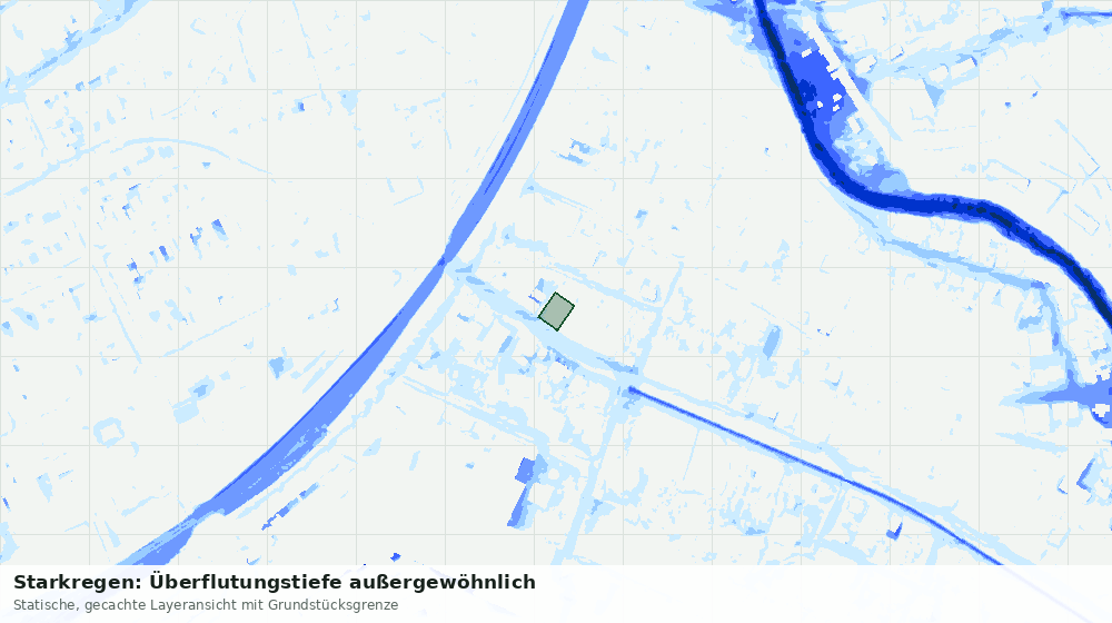 Statische Kartenansicht: Starkregen: Überflutungstiefe außergewöhnlich