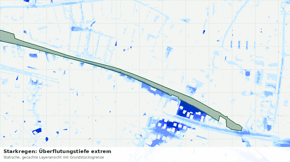 Statische Kartenansicht: Starkregen: Überflutungstiefe extrem