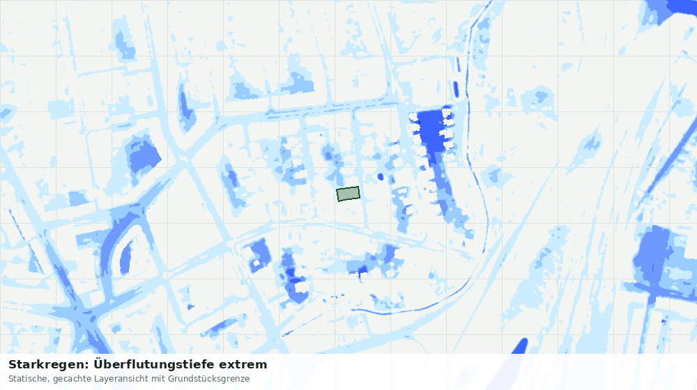 Statische Kartenansicht: Starkregen: Überflutungstiefe extrem