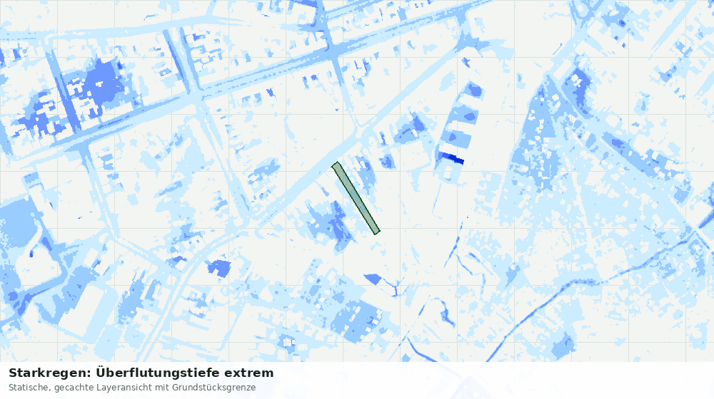 Statische Kartenansicht: Starkregen: Überflutungstiefe extrem