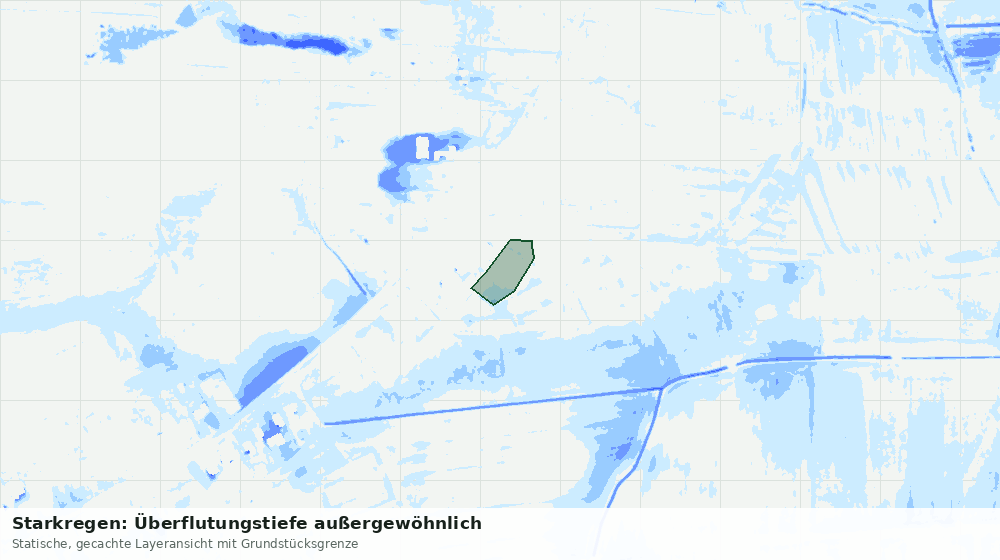 Statische Kartenansicht: Starkregen: Überflutungstiefe außergewöhnlich