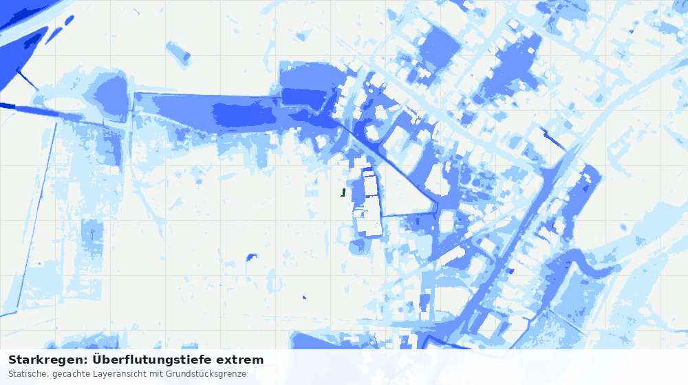 Statische Kartenansicht: Starkregen: Überflutungstiefe extrem