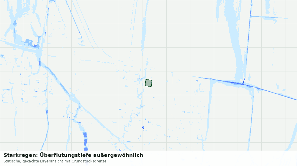 Statische Kartenansicht: Starkregen: Überflutungstiefe außergewöhnlich