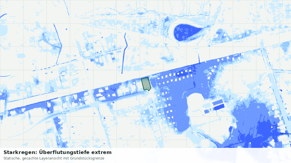 Statische Kartenansicht: Starkregen: Überflutungstiefe extrem