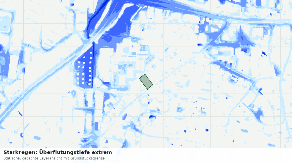 Statische Kartenansicht: Starkregen: Überflutungstiefe extrem