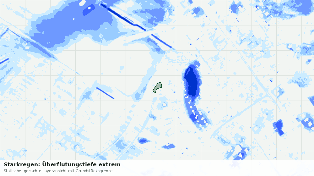 Statische Kartenansicht: Starkregen: Überflutungstiefe extrem