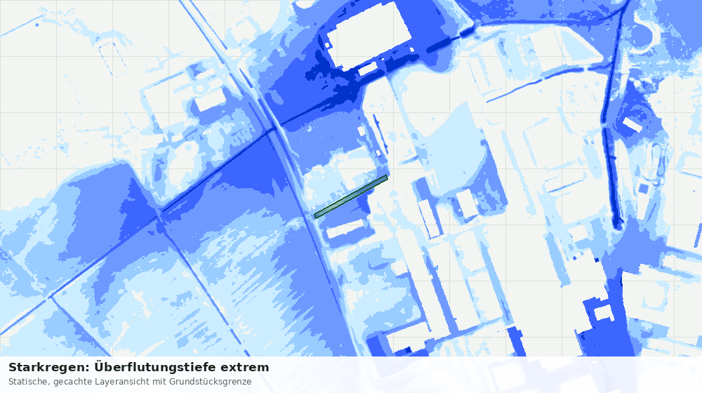 Statische Kartenansicht: Starkregen: Überflutungstiefe extrem