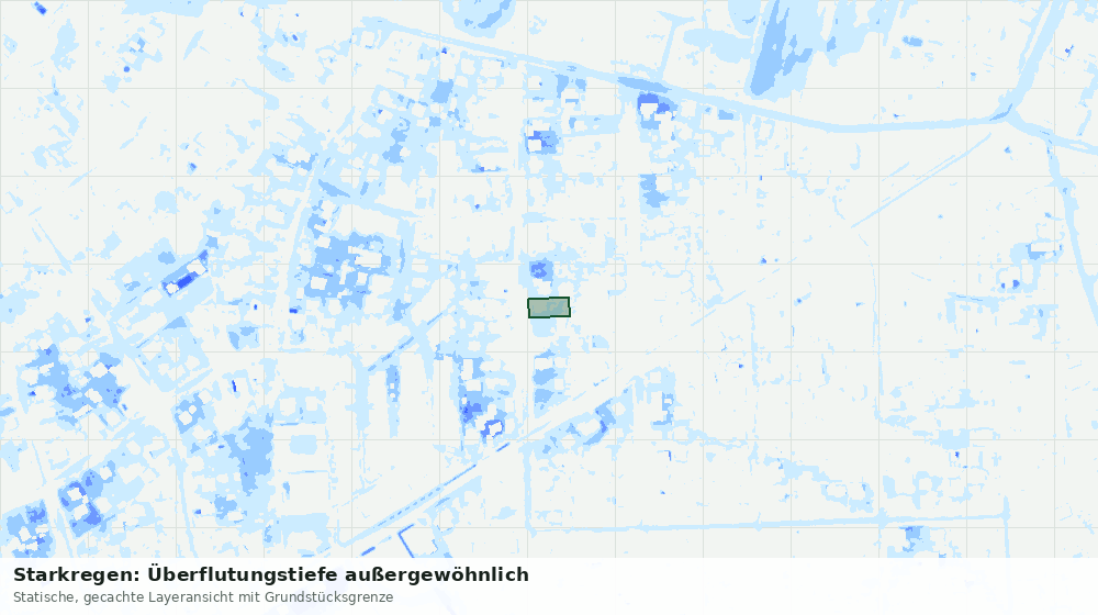Statische Kartenansicht: Starkregen: Überflutungstiefe außergewöhnlich