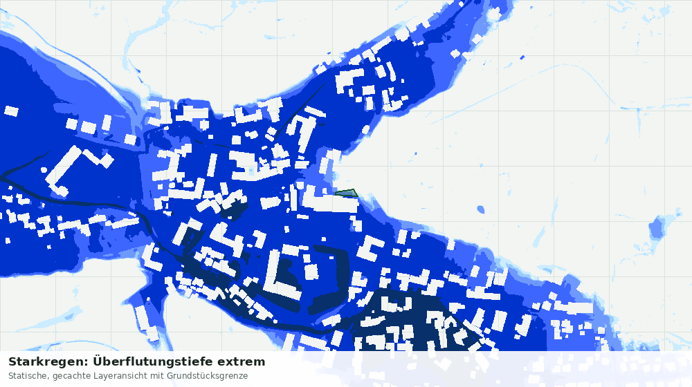 Statische Kartenansicht: Starkregen: Überflutungstiefe extrem