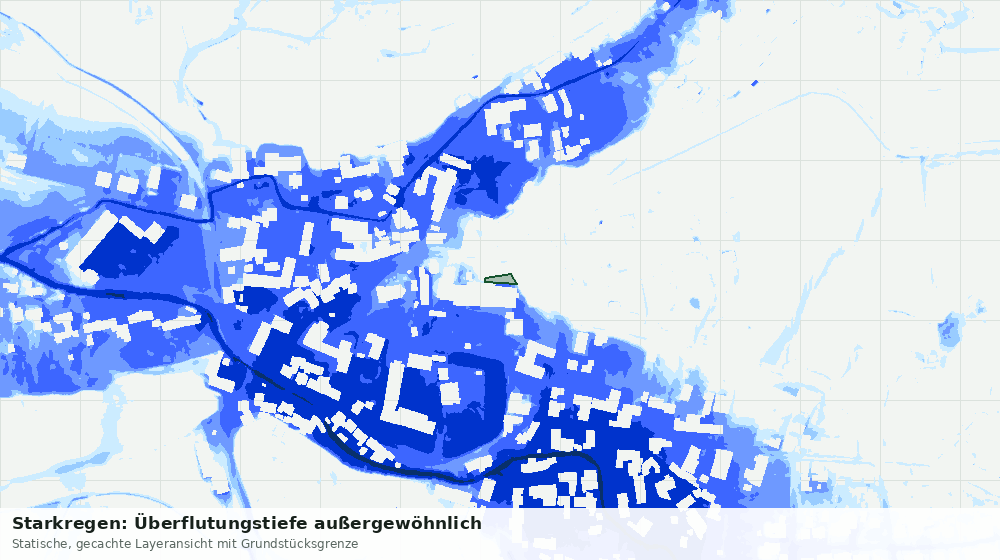Statische Kartenansicht: Starkregen: Überflutungstiefe außergewöhnlich