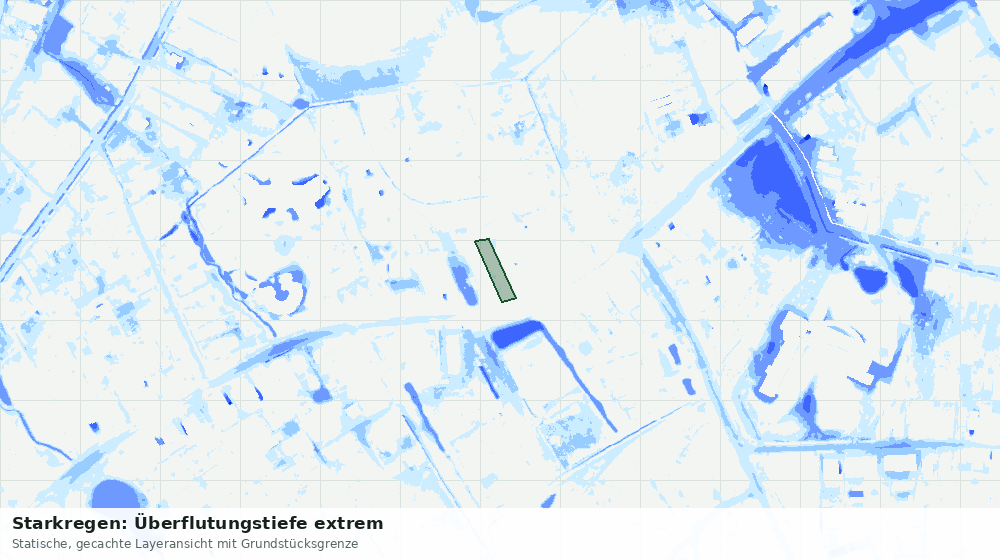 Statische Kartenansicht: Starkregen: Überflutungstiefe extrem