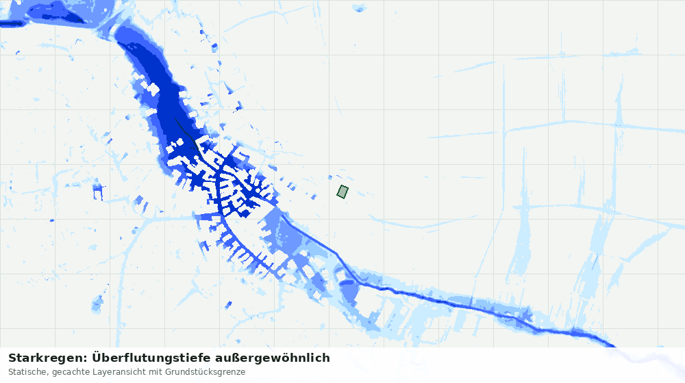 Statische Kartenansicht: Starkregen: Überflutungstiefe außergewöhnlich