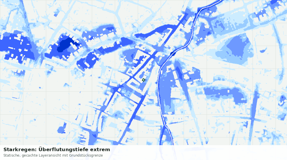 Statische Kartenansicht: Starkregen: Überflutungstiefe extrem