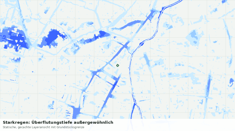 Statische Kartenansicht: Starkregen: Überflutungstiefe außergewöhnlich