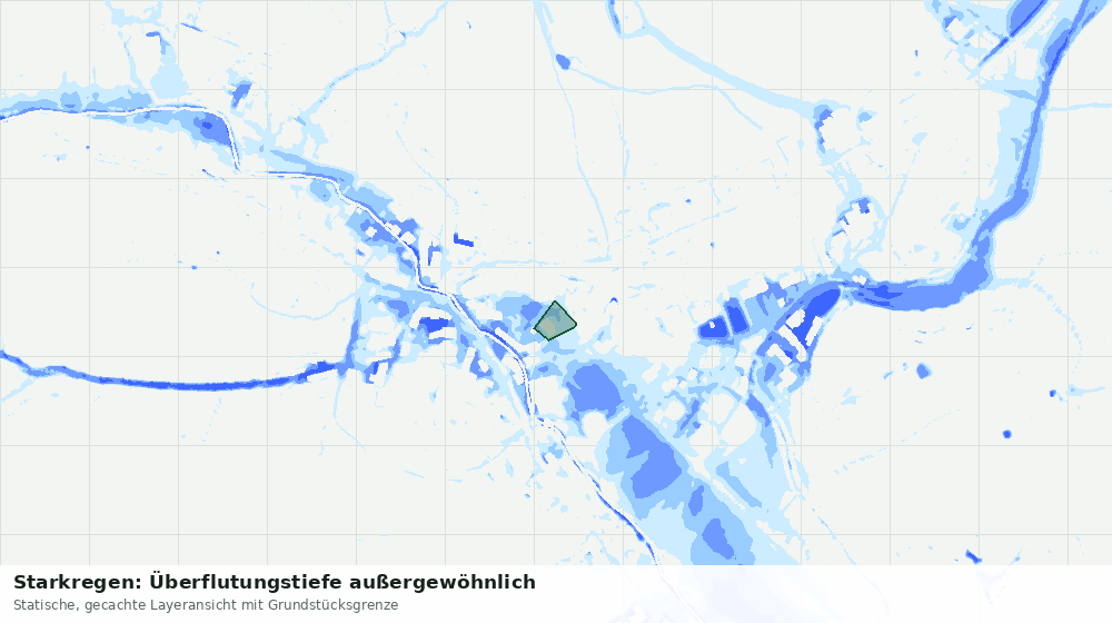 Statische Kartenansicht: Starkregen: Überflutungstiefe außergewöhnlich