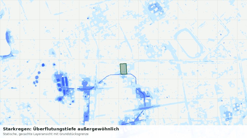 Statische Kartenansicht: Starkregen: Überflutungstiefe außergewöhnlich