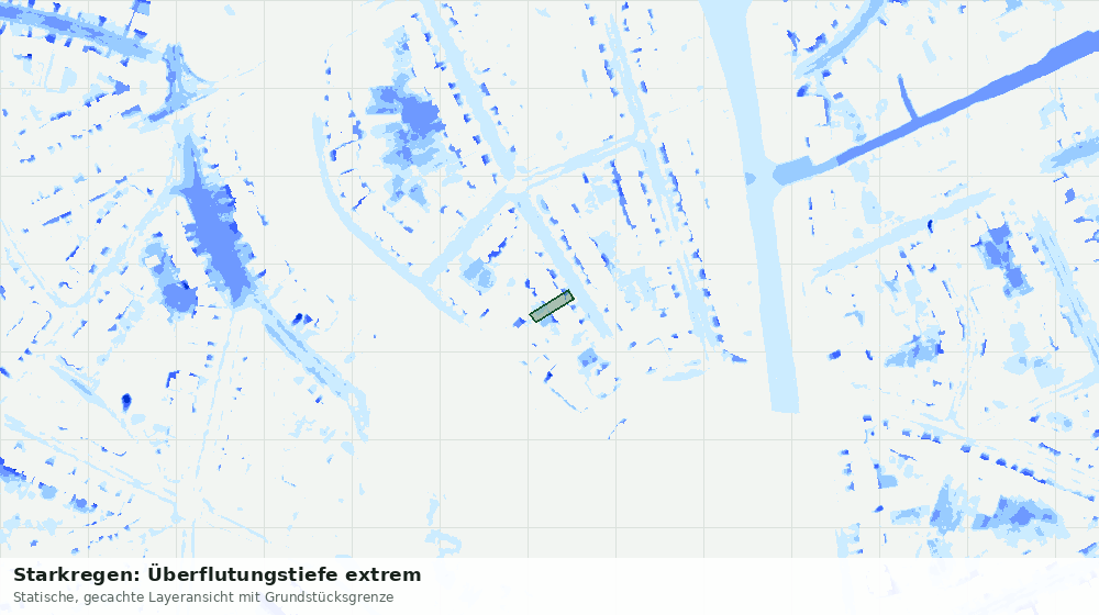 Statische Kartenansicht: Starkregen: Überflutungstiefe extrem