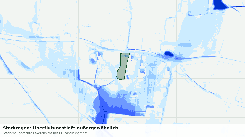Statische Kartenansicht: Starkregen: Überflutungstiefe außergewöhnlich