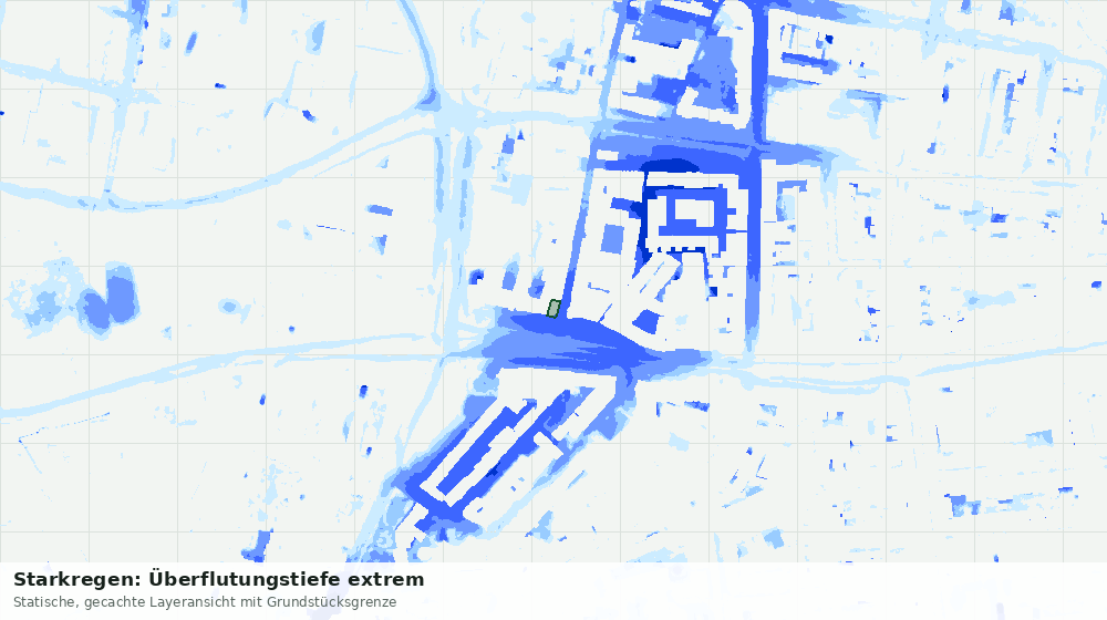 Statische Kartenansicht: Starkregen: Überflutungstiefe extrem