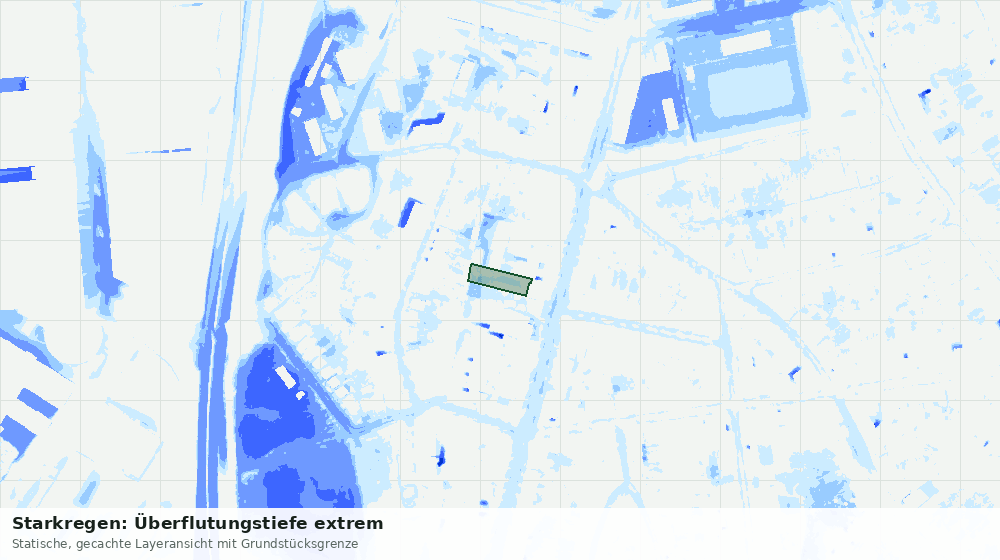 Statische Kartenansicht: Starkregen: Überflutungstiefe extrem