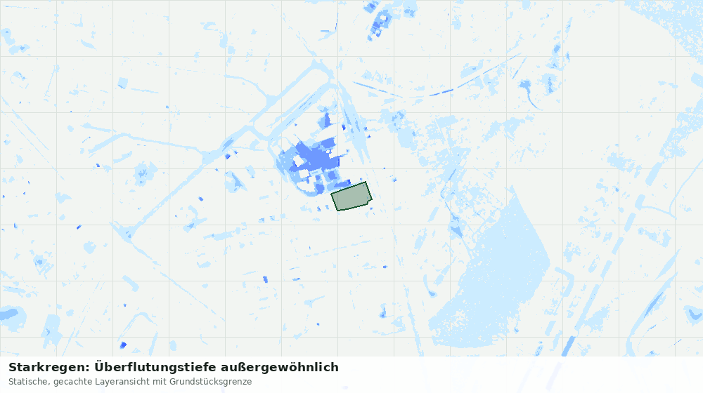 Statische Kartenansicht: Starkregen: Überflutungstiefe außergewöhnlich