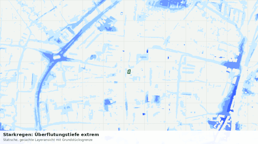 Statische Kartenansicht: Starkregen: Überflutungstiefe extrem