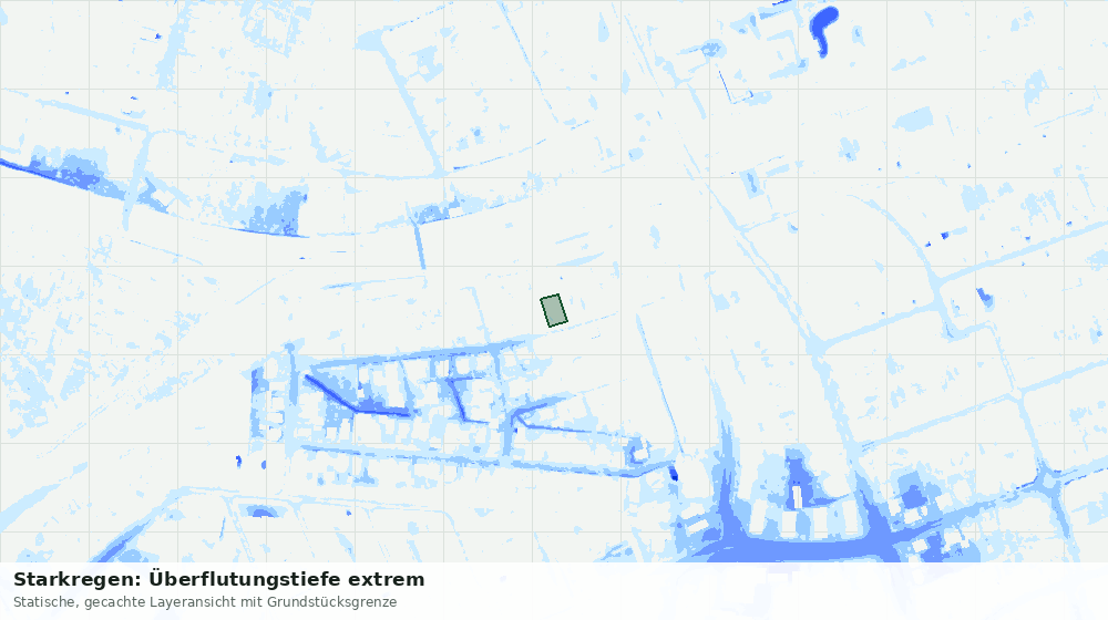 Statische Kartenansicht: Starkregen: Überflutungstiefe extrem