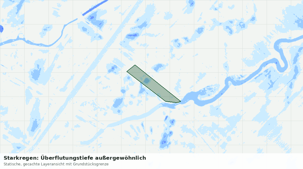 Statische Kartenansicht: Starkregen: Überflutungstiefe außergewöhnlich