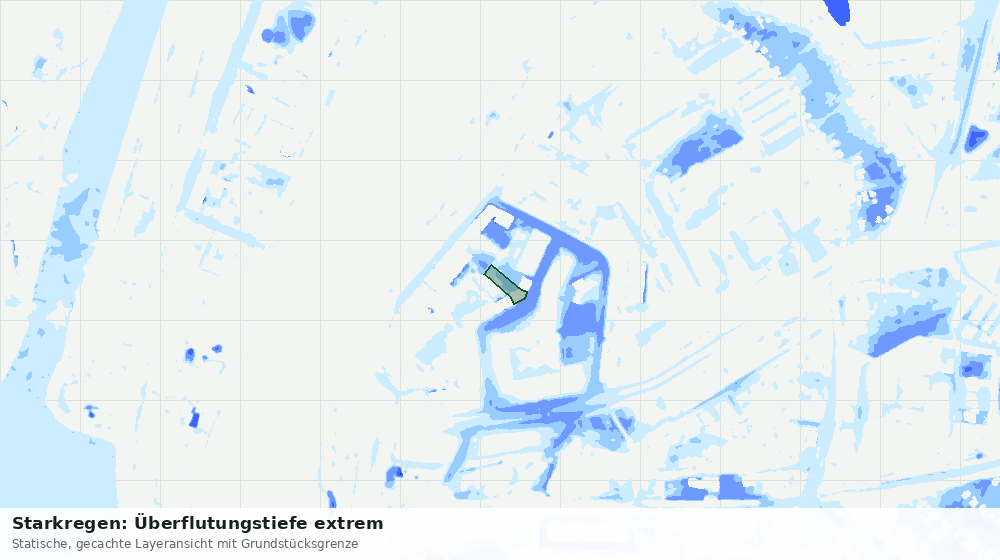 Statische Kartenansicht: Starkregen: Überflutungstiefe extrem