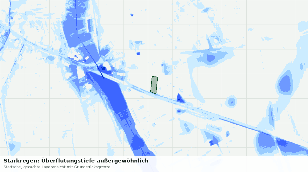 Statische Kartenansicht: Starkregen: Überflutungstiefe außergewöhnlich
