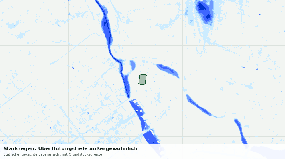 Statische Kartenansicht: Starkregen: Überflutungstiefe außergewöhnlich