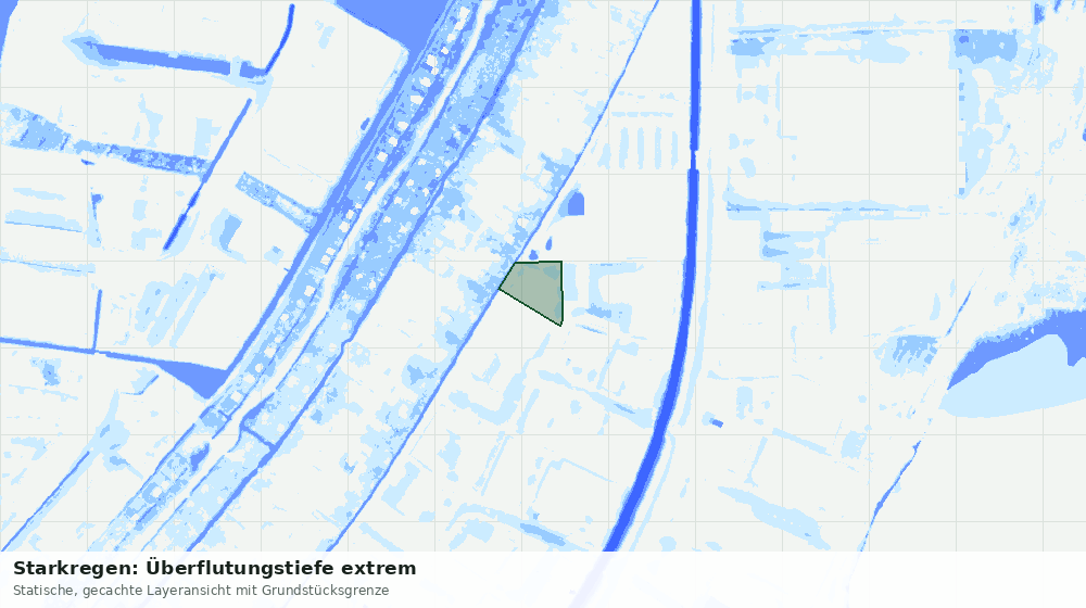 Statische Kartenansicht: Starkregen: Überflutungstiefe extrem