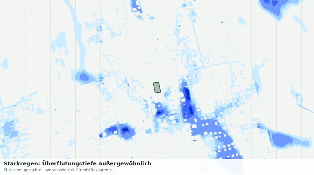 Statische Kartenansicht: Starkregen: Überflutungstiefe außergewöhnlich