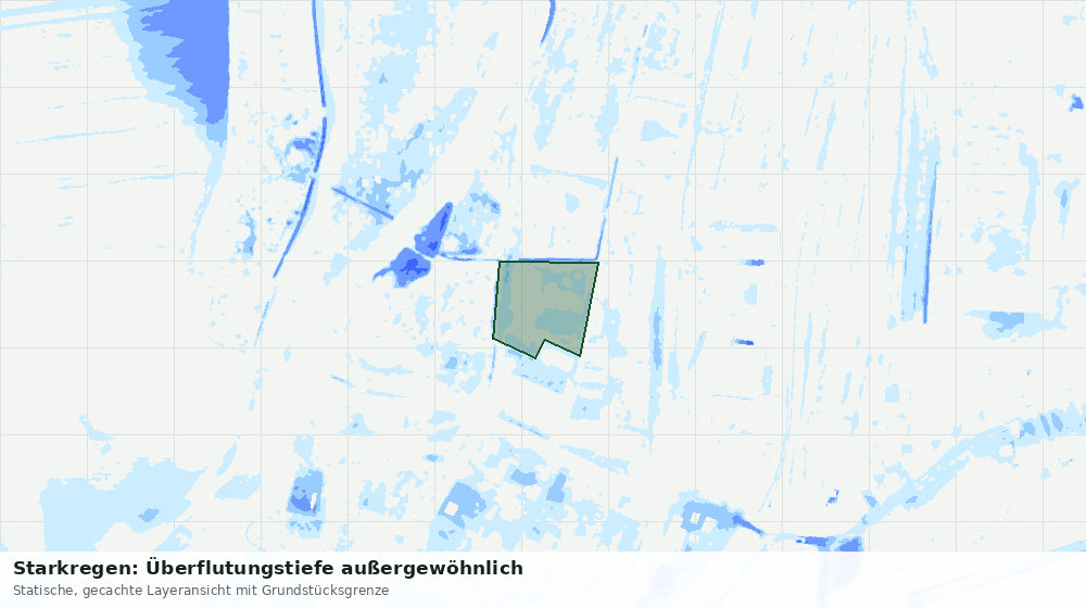 Statische Kartenansicht: Starkregen: Überflutungstiefe außergewöhnlich