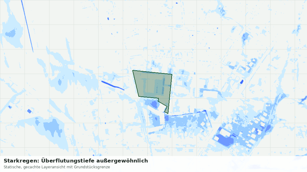 Statische Kartenansicht: Starkregen: Überflutungstiefe außergewöhnlich