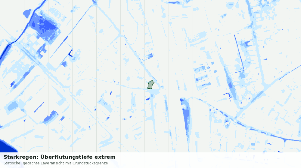 Statische Kartenansicht: Starkregen: Überflutungstiefe extrem