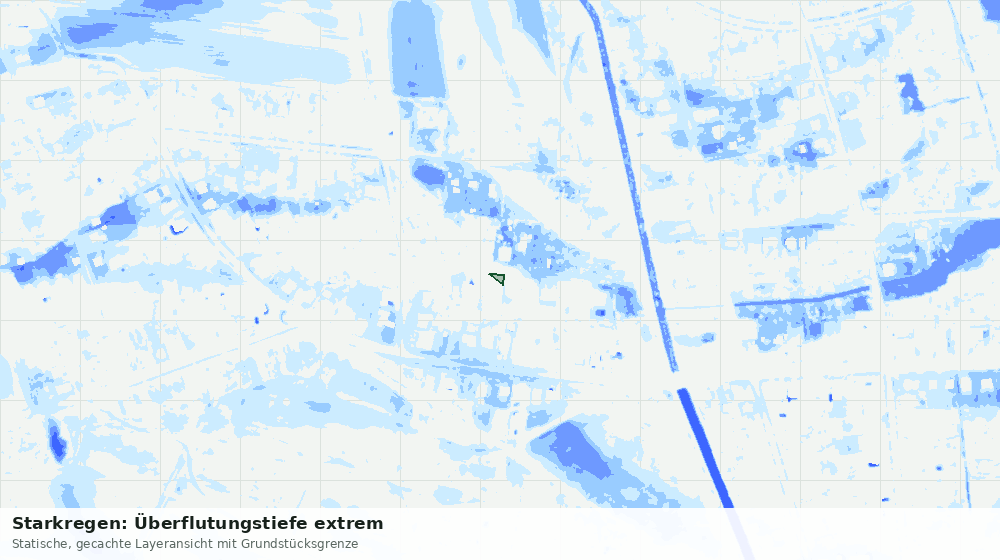 Statische Kartenansicht: Starkregen: Überflutungstiefe extrem