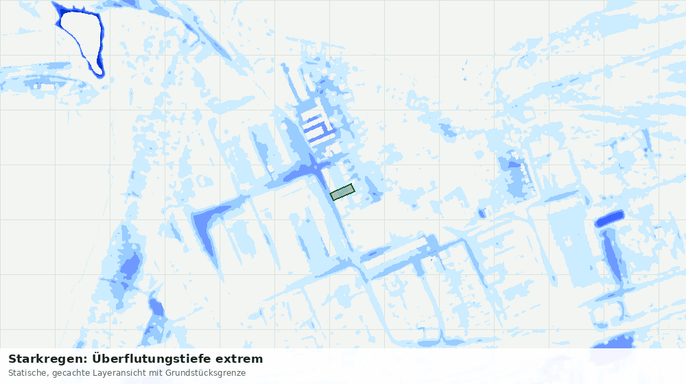 Statische Kartenansicht: Starkregen: Überflutungstiefe extrem