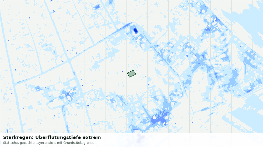 Statische Kartenansicht: Starkregen: Überflutungstiefe extrem