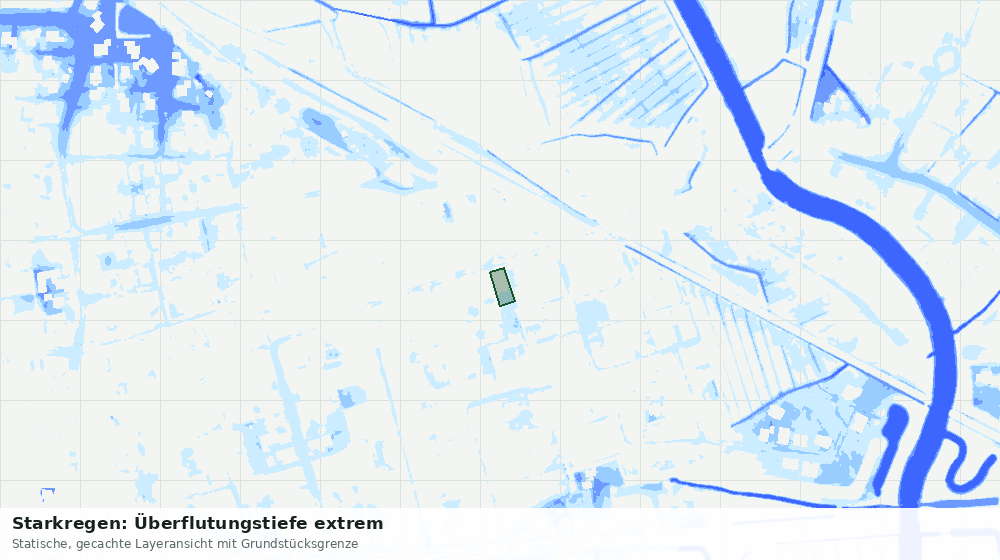 Statische Kartenansicht: Starkregen: Überflutungstiefe extrem
