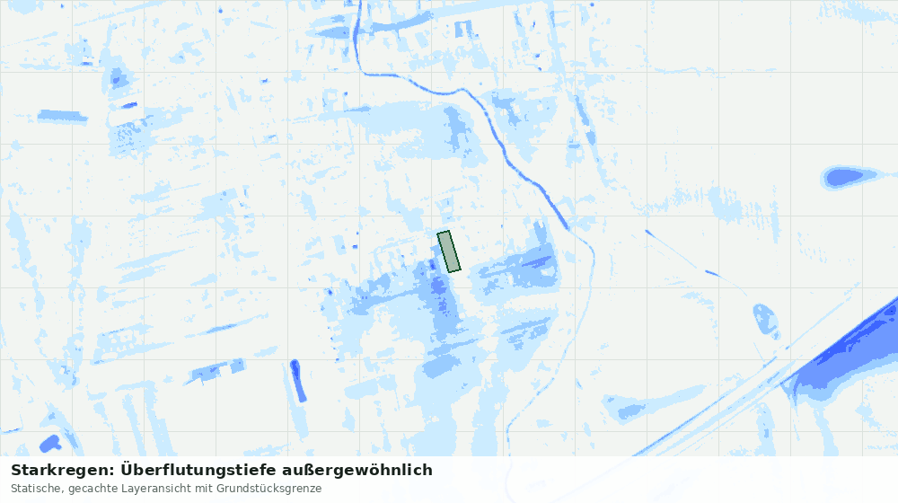 Statische Kartenansicht: Starkregen: Überflutungstiefe außergewöhnlich