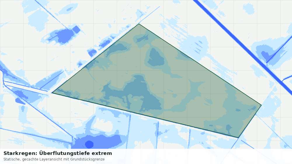 Statische Kartenansicht: Starkregen: Überflutungstiefe extrem