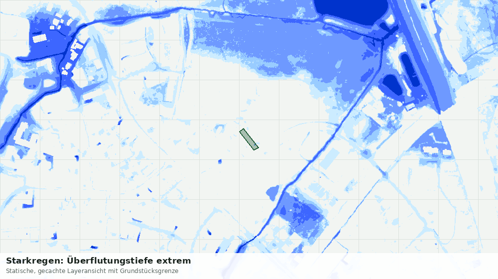 Statische Kartenansicht: Starkregen: Überflutungstiefe extrem