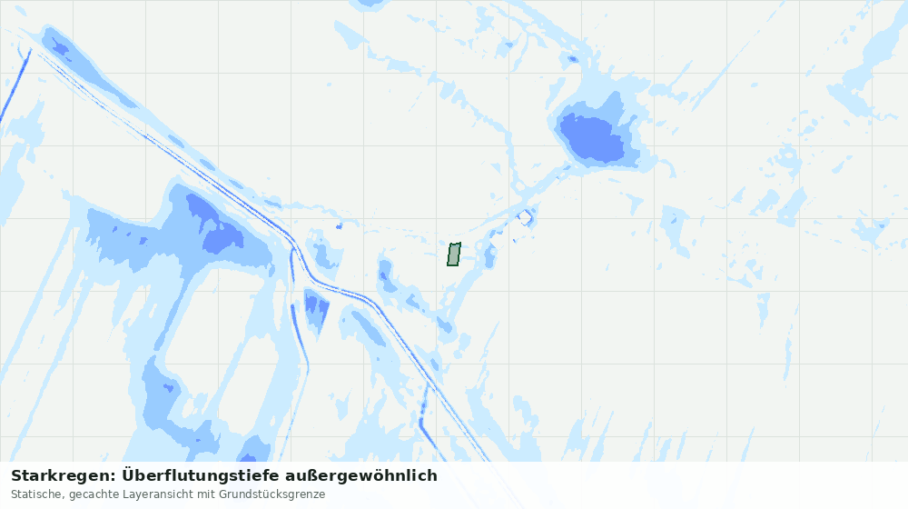Statische Kartenansicht: Starkregen: Überflutungstiefe außergewöhnlich