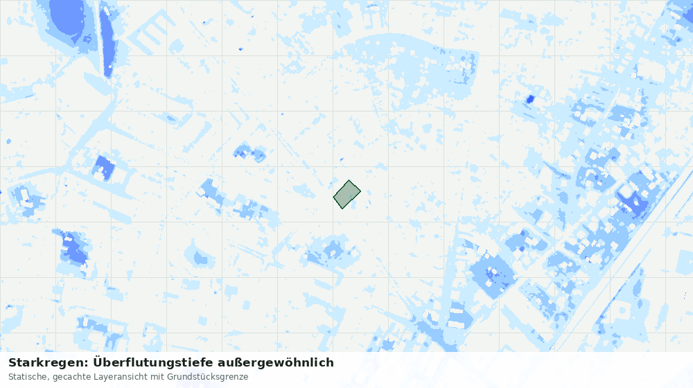 Statische Kartenansicht: Starkregen: Überflutungstiefe außergewöhnlich
