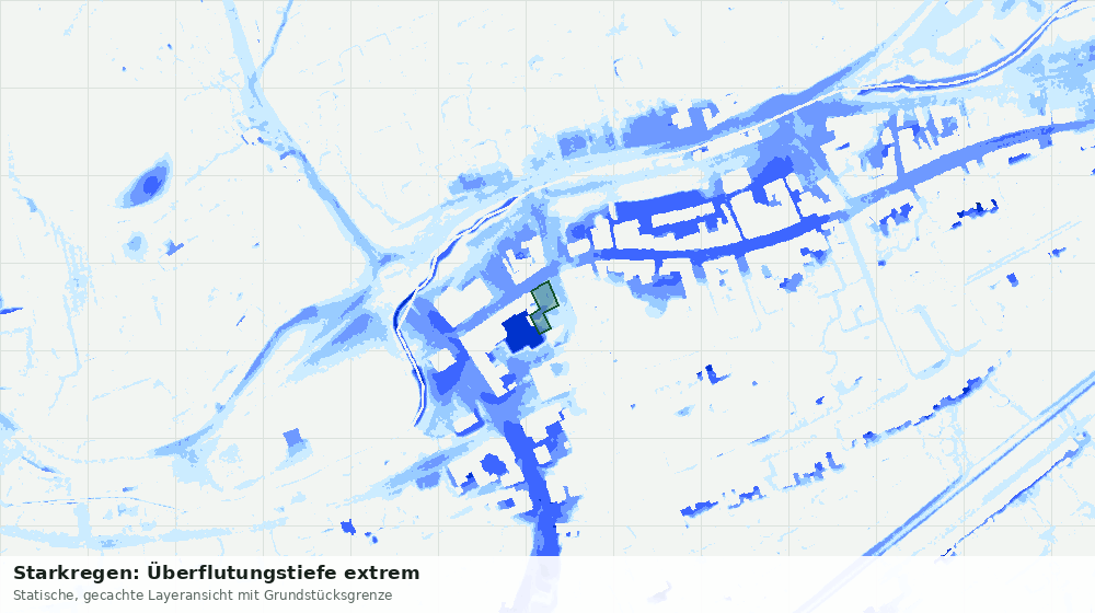 Statische Kartenansicht: Starkregen: Überflutungstiefe extrem