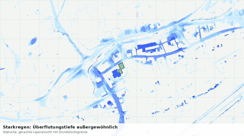 Statische Kartenansicht: Starkregen: Überflutungstiefe außergewöhnlich