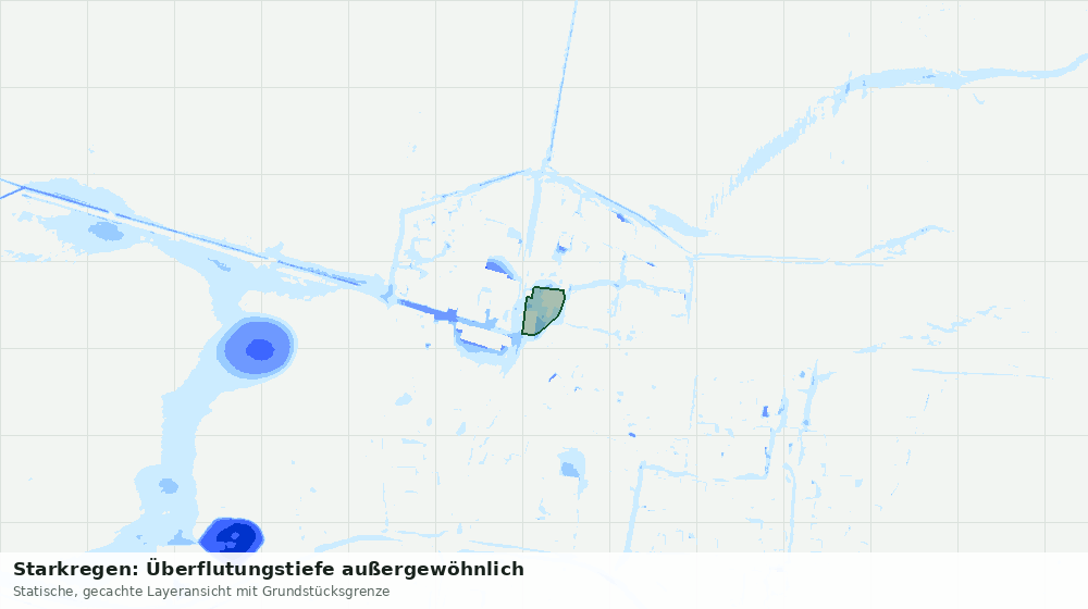 Statische Kartenansicht: Starkregen: Überflutungstiefe außergewöhnlich