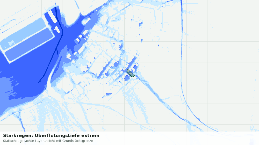 Statische Kartenansicht: Starkregen: Überflutungstiefe extrem
