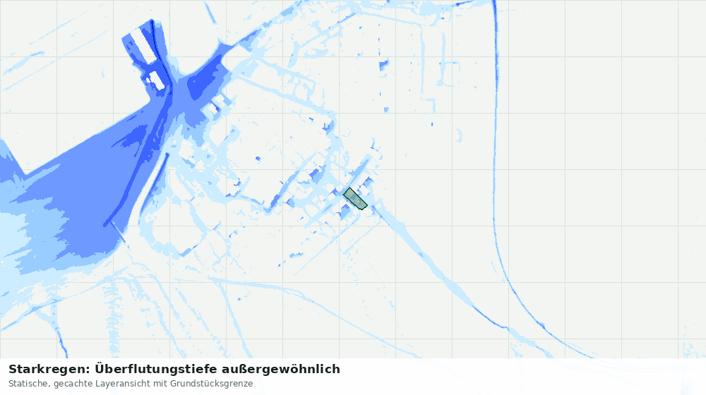 Statische Kartenansicht: Starkregen: Überflutungstiefe außergewöhnlich